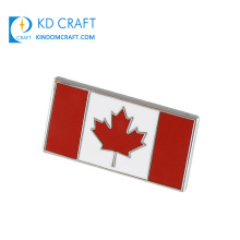 Wholesale china custom rectangle shaped soft enamel maple logo canadian flag lapel pin